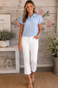 Blue Button-Up Top