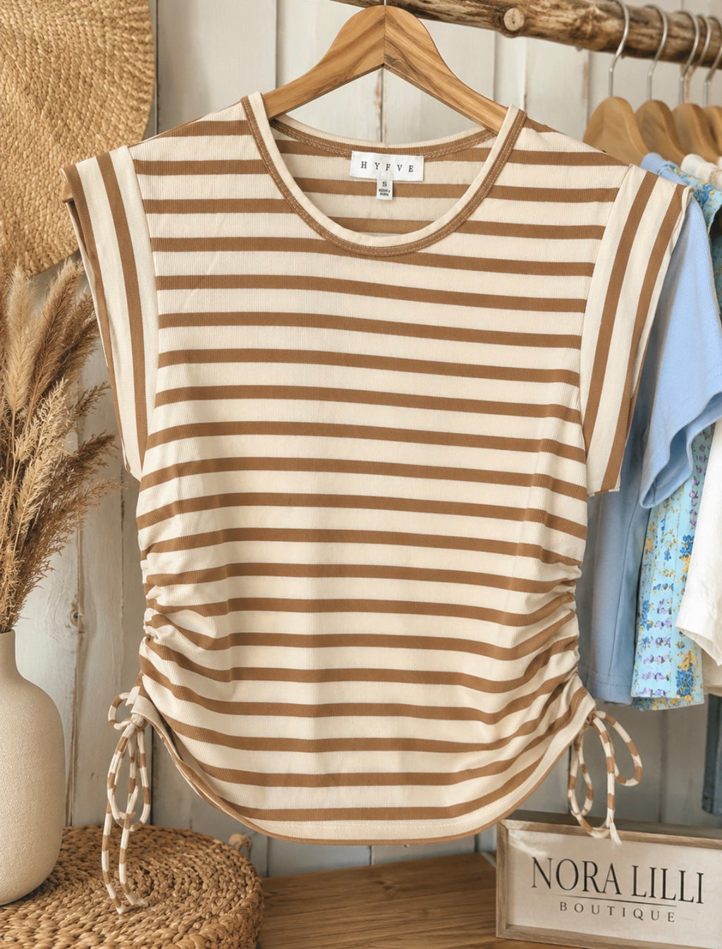 Striped Side-Ruched Top
