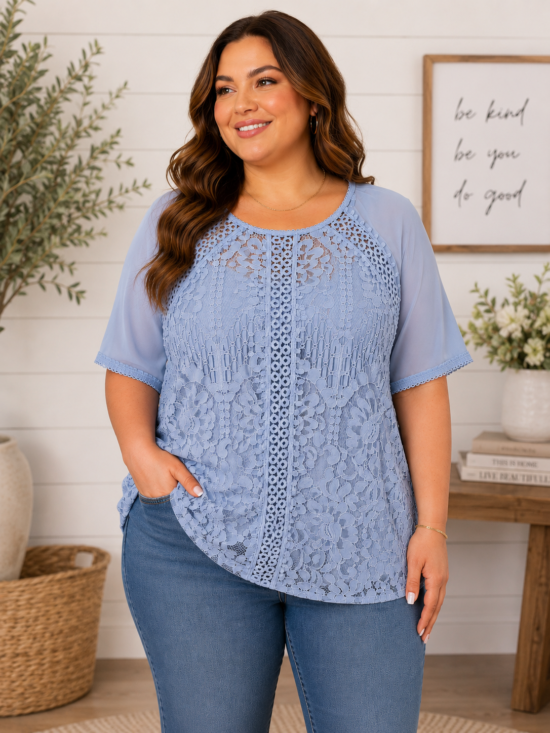 Whispering Blue Lace Top