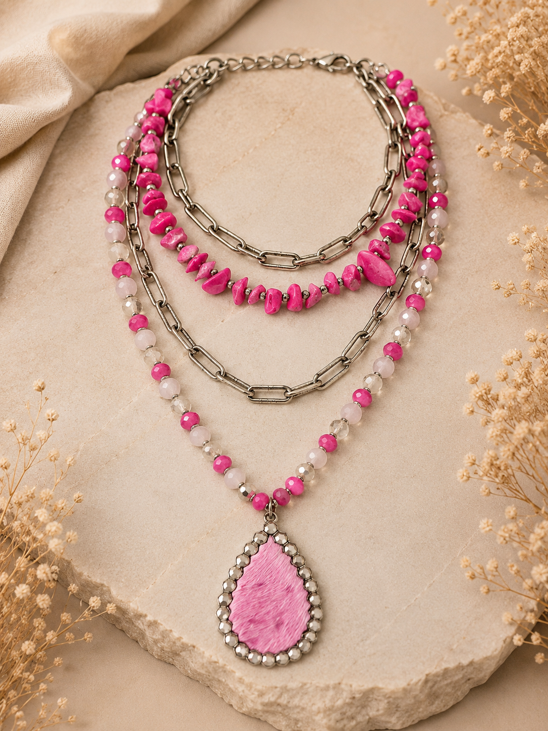 Pink Prairie Glam Necklace