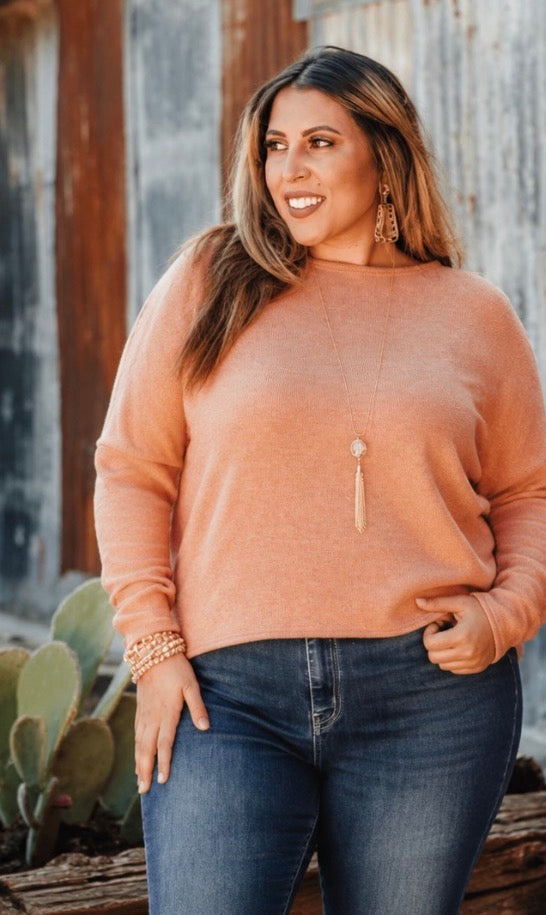 Salmon Twist-Back Sweater