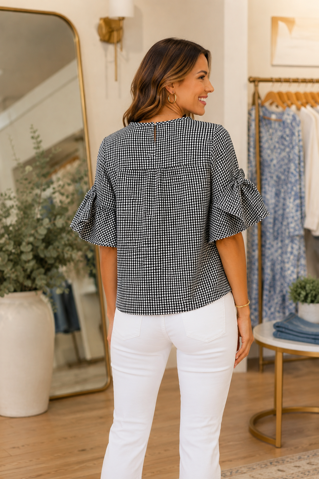 Black Gingham Top