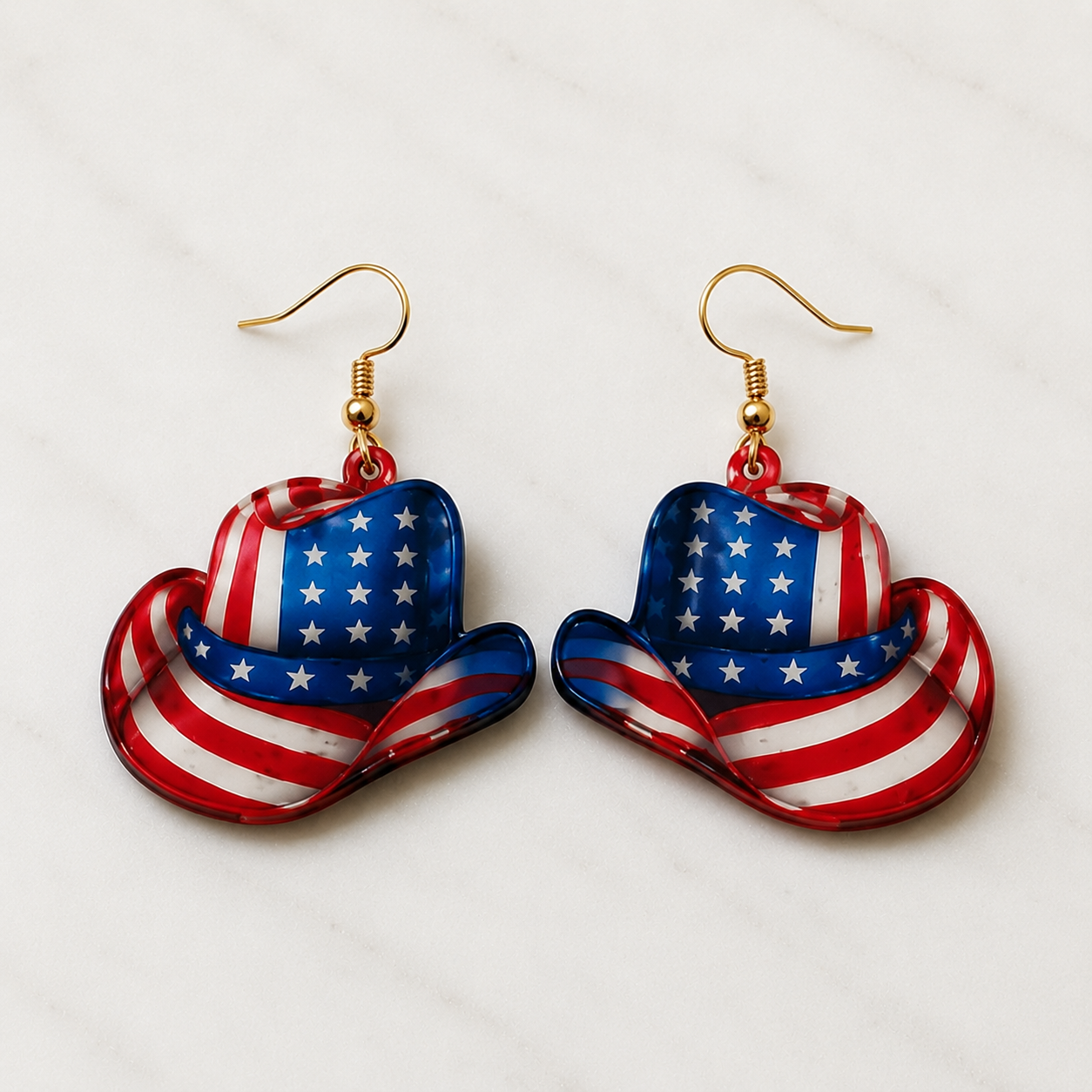 Patriotic Cowboy Hat Earrings