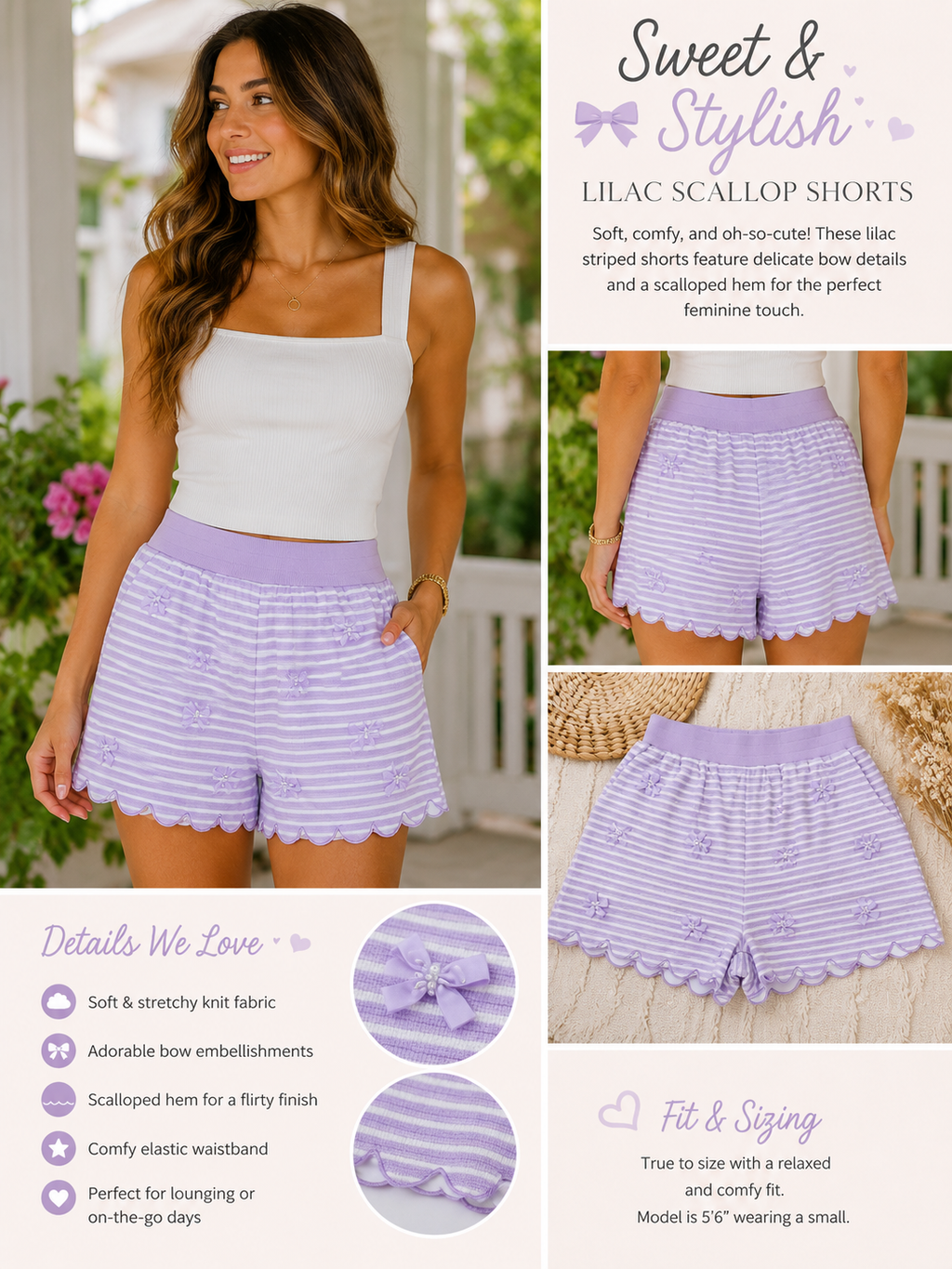Lavender Stripe Shorts