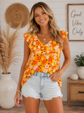 Sunshine Bloom Flutter Sleeve Top