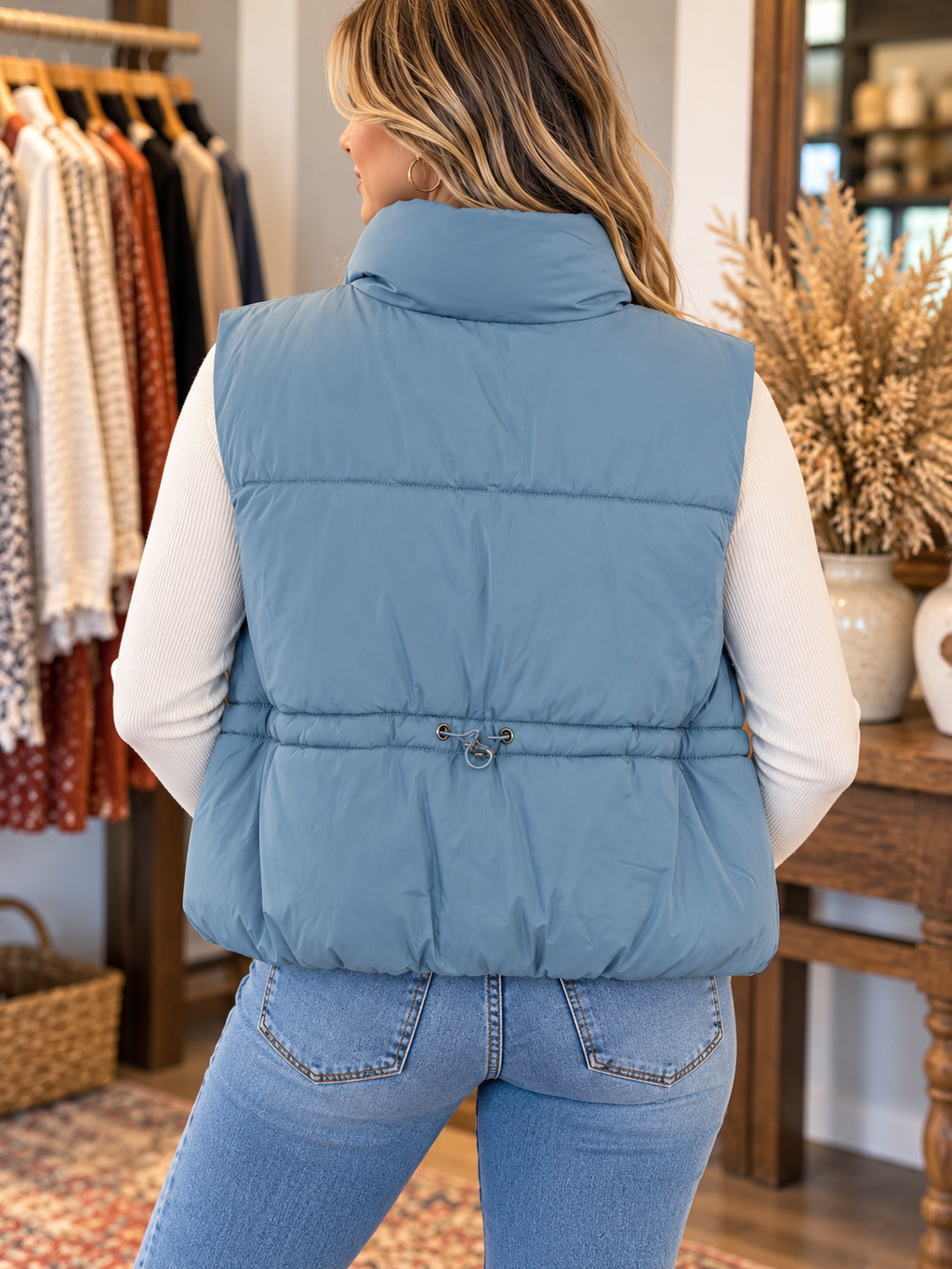Double Zero Powder Blue Puffer Vest