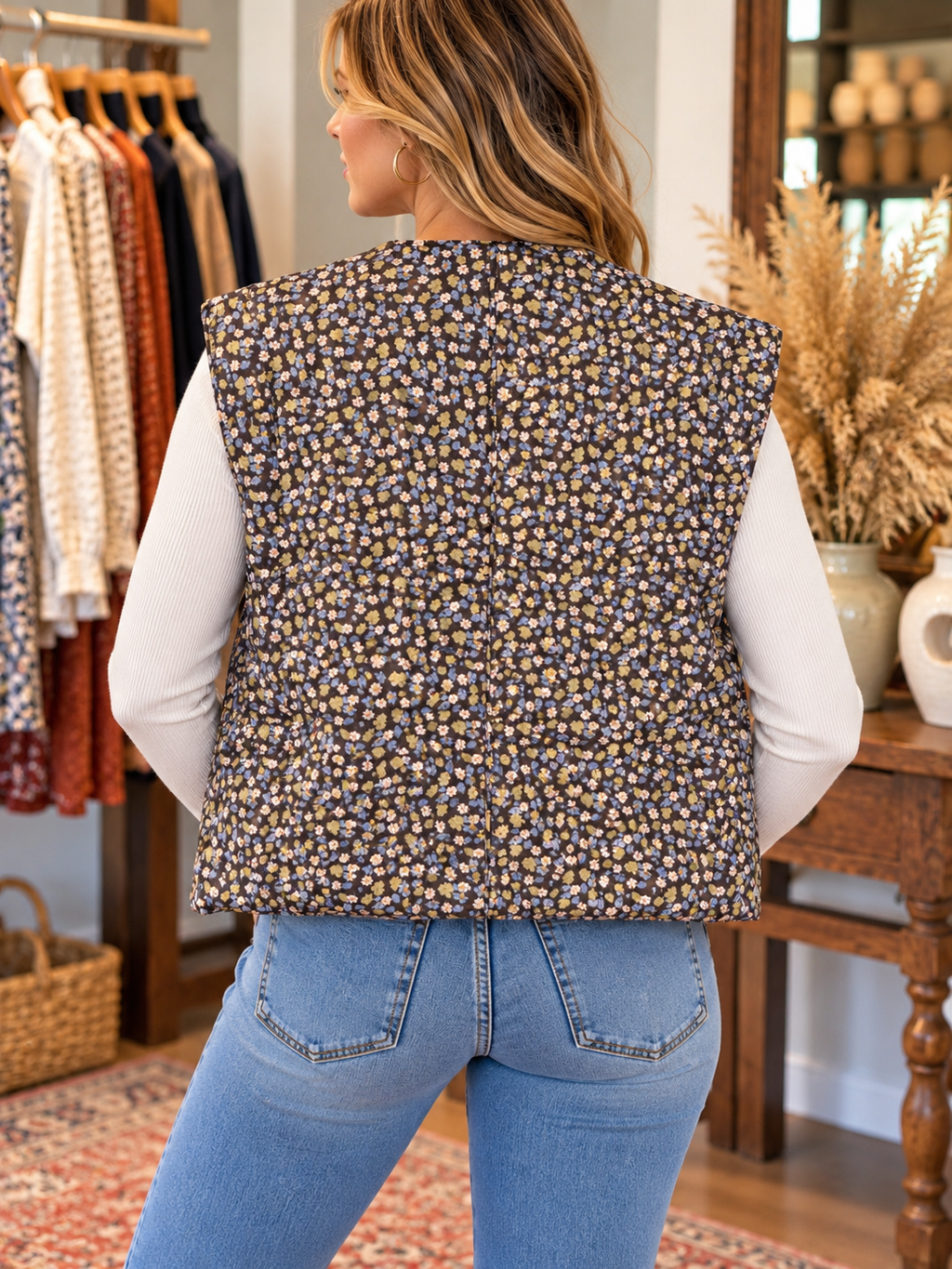 Vintage Floral Quilted Vest