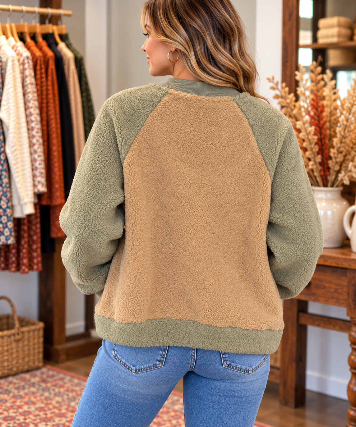 Cozy Colorblock Sherpa Jacket