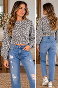 🐆 Cozy Leopard Cropped Sweatshirt