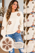 🌼 See-Through Floral Detail Sweatshirt