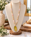 Golden Sunset Agate Pendant Necklace
